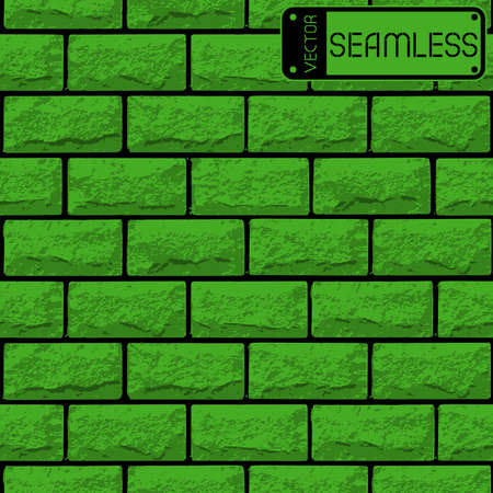 Vector realistic seamless texture of green brick wall. Vector illustrationのイラスト素材