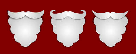 Vector abstract snow paper Santa's beard with shadows 3 in 1 on red background. Vector illustrationのイラスト素材