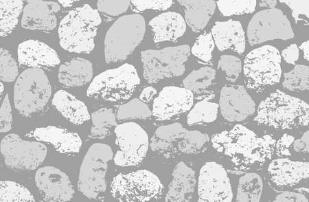Vector texture of black and white stone coquina wall in cement. Vector illustrationのイラスト素材