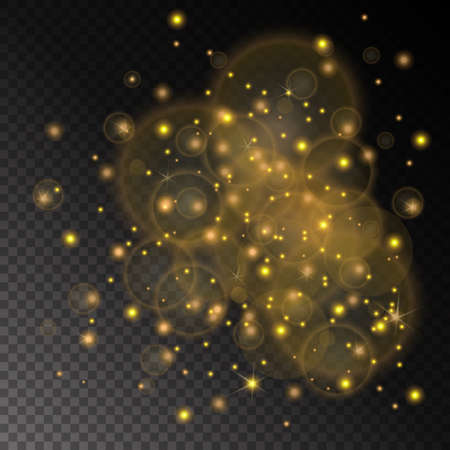 Vector golden lights concept abstract on transparent chess board background. Luxury design. Vector illustrationのイラスト素材