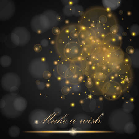 Vector golden lights concept abstract on black ambient blurred background. Luxury design. Vector illustrationのイラスト素材