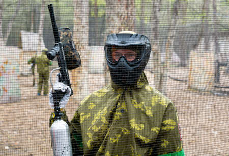 Kiev, Ukraine - April 9, 2016: Paintball team during the gameのeditorial素材