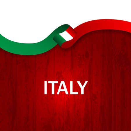 Italy sport style flag ribbon wooden style. Vector Illustrationのイラスト素材