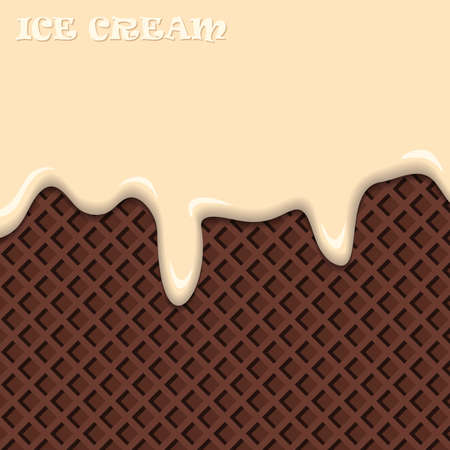Vanilla ice cream with chocolate wafer vintage abstract. Vector illustrationのイラスト素材