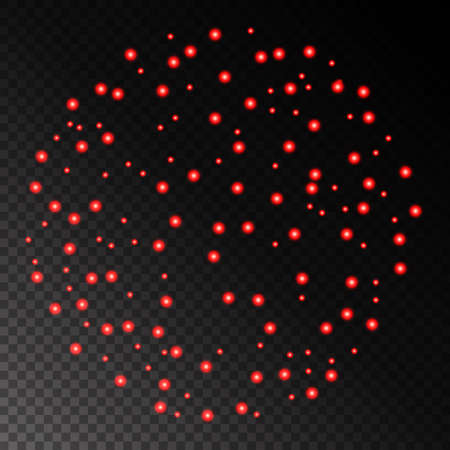 Red fireworks on chess style transparent background. Vector illustrationのイラスト素材