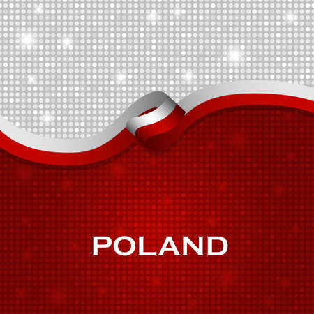 Poland flag ribbon shiny particle style. Vector Illustrationのイラスト素材