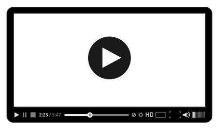 Black and white video player template for web and mobile apps flat style. Vector illustrationのイラスト素材