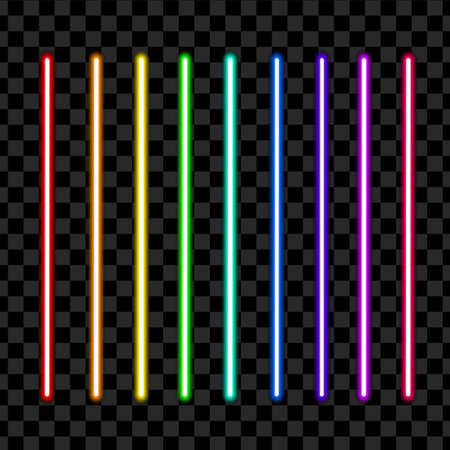 Neon tube light pack isolated on transparent background. Vector illustrationのイラスト素材
