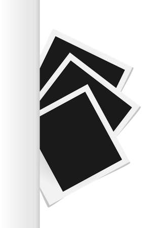 Collage of realistic vector photo frames isolated. Template retro photo design, Vector illustrationのイラスト素材