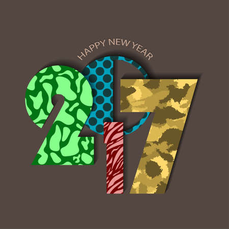 Textured urban New Year 2017 concept on brown background. Vector illustrationのイラスト素材