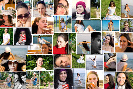 Mosaic mix collage of young people photos shot by myselfの写真素材