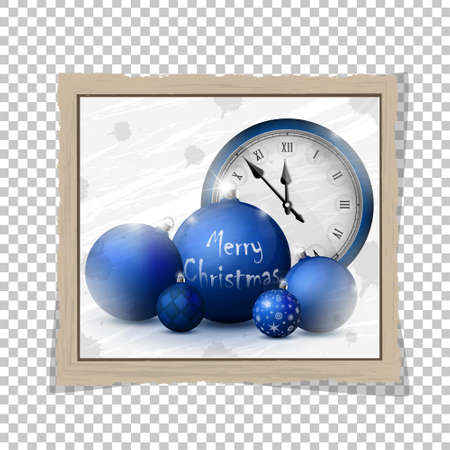 Xmas and New Year decorations. Square old vintage frame with shadows on pin isolated. Vector illustrationのイラスト素材