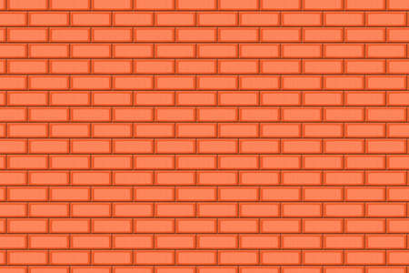 Cartoon hand drown orange realistic seamless brick wall texture. Vector illustrationのイラスト素材