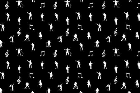 Black and white music seamless background. Vector illustrationのイラスト素材