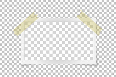 Square frame template on sticky tape with shadows isolated. Vector illustrationのイラスト素材