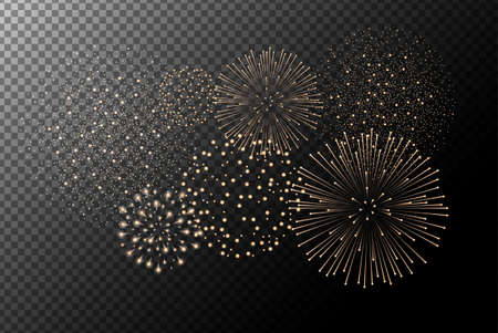 Fireworks isolated on transparent background. Independence day concept. Festive and holidays background. Vector illustrationのイラスト素材