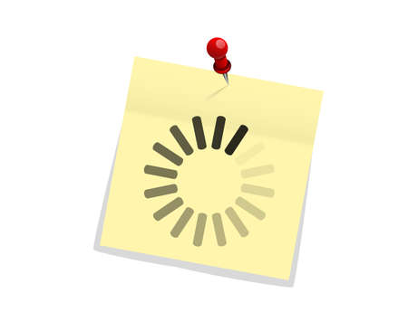 Download or loading sign on yellow office paper sticker with shadow isolated. Vector illustration
