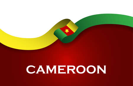 Cameroon republic sport style flag ribbon classic style.のイラスト素材