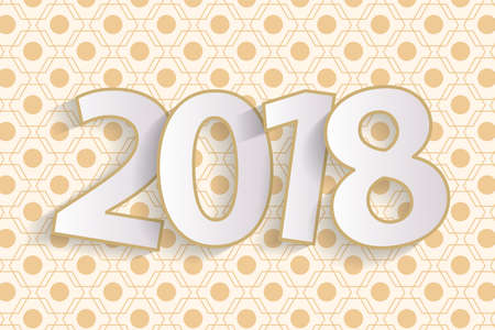 Happy New Year 2018 greeting card concept with paper cuted white numbers. Vector illustration