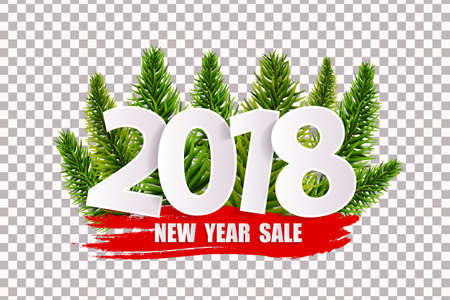 New Year sale 2018 concept isolated on transparent background. Vector illustrationのイラスト素材