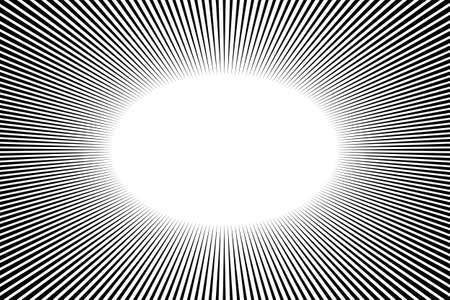 Black and white radial lines comics style backround. Manga action, speed abstract. Vector illustrationのイラスト素材
