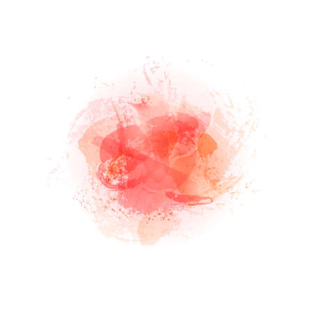 Red and orange watercolor abstract. Hand paint art object isolated on white background. Splash banner pattern. Vector illustrationのイラスト素材