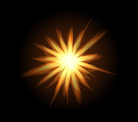 Realistic golden sparkle effect isolated on black. Firework, explosion, galaxy, fiery sparks concept. Vector illustrationのイラスト素材
