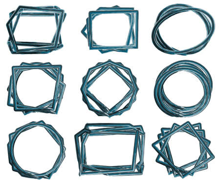 Vintage hand drawn oil ink painted geometric frames pack. Decorative luxury line borders for invitation, card, sale, photo etc. Vector illustrationのイラスト素材