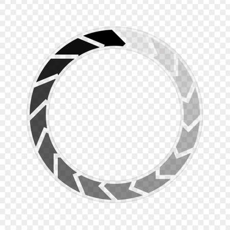 Round download sign on transparent background. Load icon. Data loading bar. Vector stock illustrationのイラスト素材