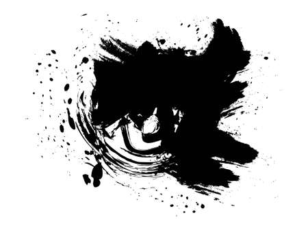 Black grunge ink splash spot isolated on white. Vector illustrationのイラスト素材