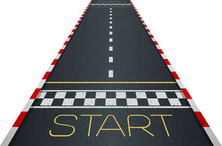 Racing asphalt road. Start and finish concept. Vector illustrationのイラスト素材
