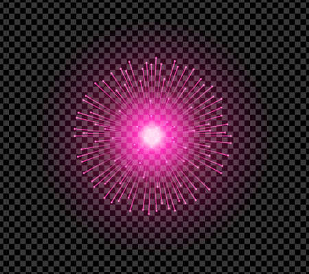 Realistic purple sparkle effect isolated on transparent background. Firework, explosion, galaxy, fiery sparks concept. Vector illustrationのイラスト素材