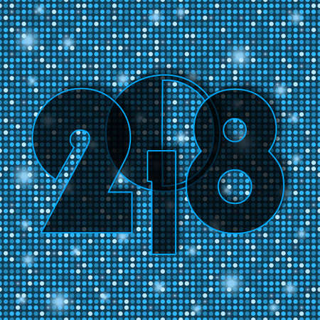 New Year and Christmas 2019 concept on blue shining rounds background. Vector illustrationのイラスト素材