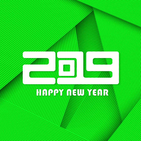 Happy New Year 2019 green modern card concept. Vector illustrationのイラスト素材