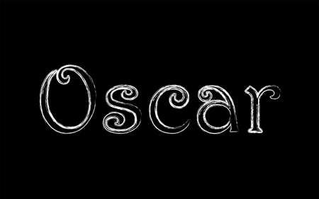 Oscar male name. Grunge style. Vintage hystorical typeface art design. Lineage concept. Old style sign. Vector illustrationのイラスト素材