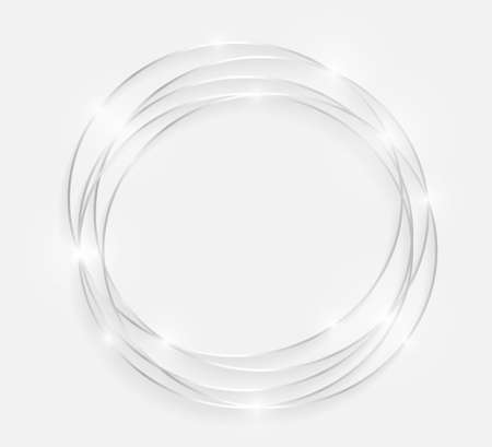 Silver shiny glowing vintage frame with shadows isolated on white background. Decorative white gold luxury line border for invitation, card, sale, photo etc. Vector illustrationのイラスト素材