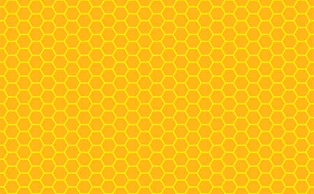 Gold honey hexagonal cells seamless texture. Mosaic or speaker fabric shape pattern. Golden honeyed comb grid texture and geometric hive hexagonal honeycombs. Vector illustrationのイラスト素材