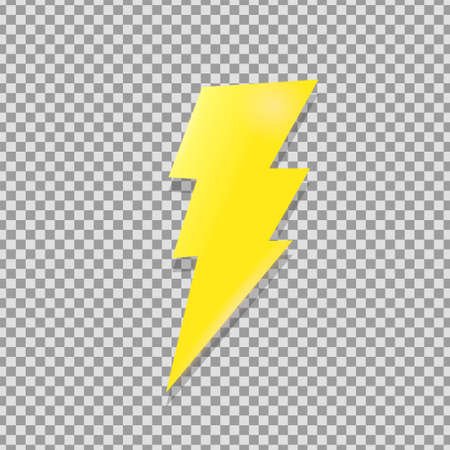 Yellow shiny lightning isolated on transparent background.のイラスト素材