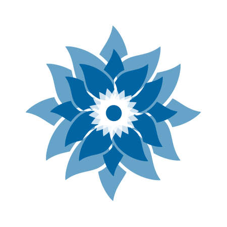 Light blue abstract geometric flower symbol template. Business abstract icon isolated on white.のイラスト素材