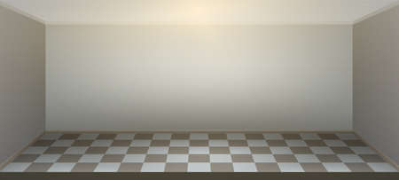 Illuminated realistic studio checkered background. Presentation decorations. Room empty space. Showroom concept. Vector illustrationのイラスト素材