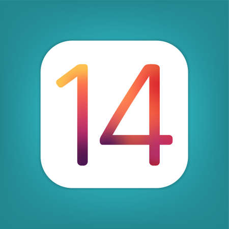 14 logo icon isolated on turquoise background. Anniversary multicolor icon. Vector illustrationのイラスト素材