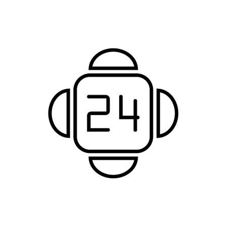 Clock line icon isolated on white background. Black and white simple watches. Time conceptの写真素材