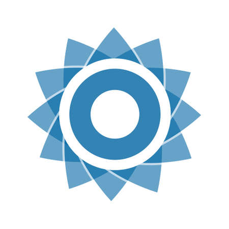 Light blue abstract geometric flower logo template. Business abstract icon isolated on white. Use for logo, sign, symbol, web, label, iconの写真素材