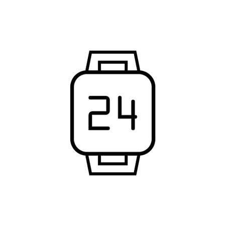 Clock line icon isolated on white background. Black and white simple watches. Time conceptの写真素材