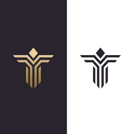 Abstract letter T. Line  creative simple design template.のイラスト素材