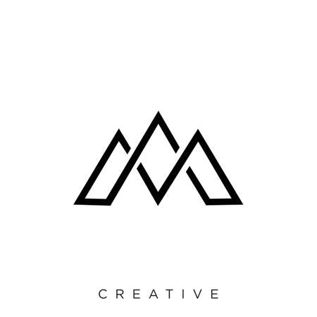 Letter M line logo design. Linear creative minimal monochrome monogramのイラスト素材