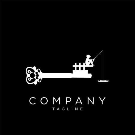key fishing logo design vector icon symbolのイラスト素材