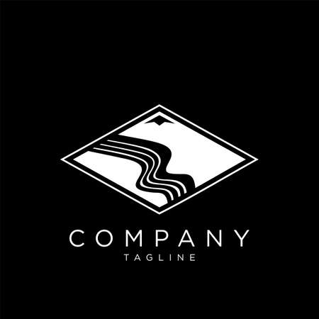 mountain river logo design vector icon premiumのイラスト素材