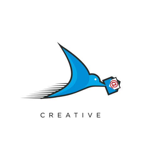 bird mail logo design vector icon symbolのイラスト素材