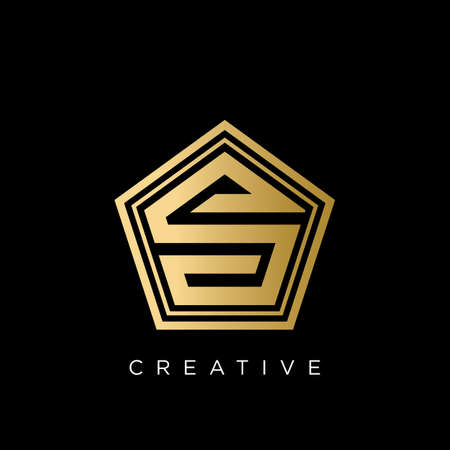 s pentagon logo design vector icon symbolのイラスト素材